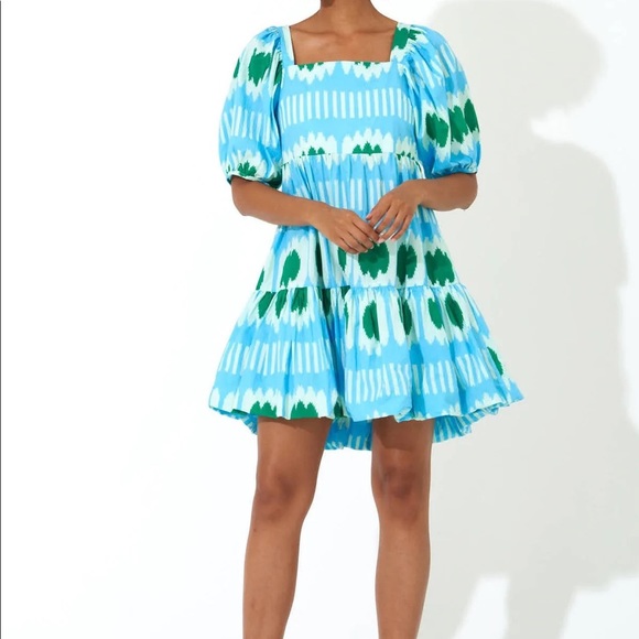 Oliphant Dresses Bubble Skirt Mini Dress Ikat Blue Poshmark
